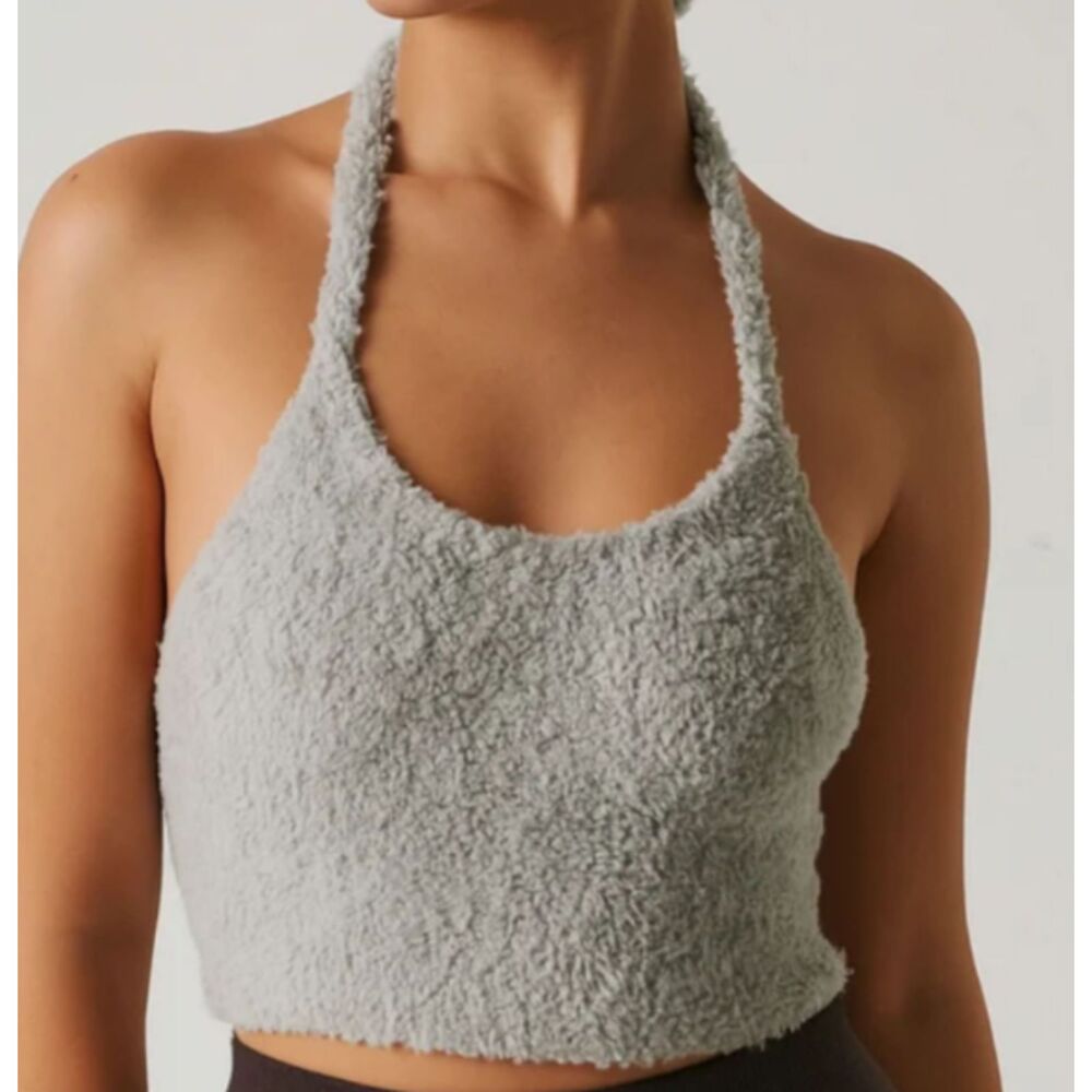 Skims Gray Fuzzy Halter Top Small